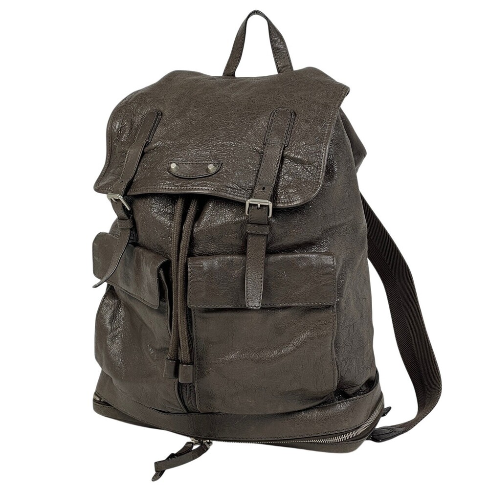 Balenciaga Logo Backpack Rucksack Daypack Rucksack Daypack Leather Brown
